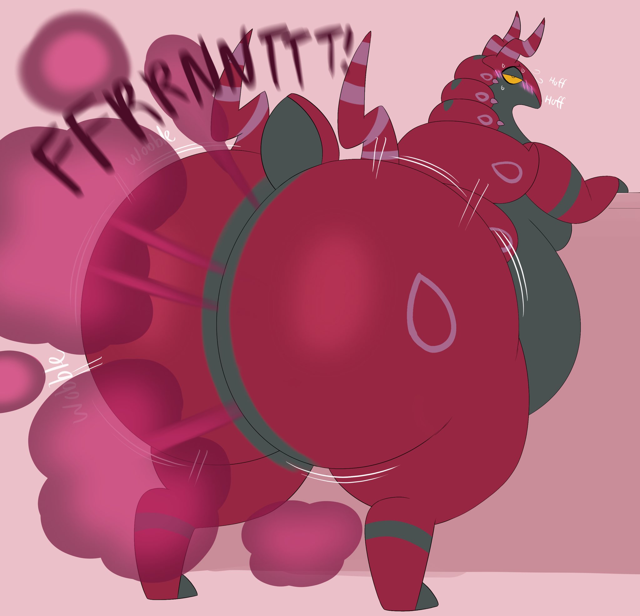 ambiguous gender, ambiguous only, ass, big ass, blush, bug, embarrassed, fart, fart cloud, fart everywhere, fart fetish, farting, huge ass, megacoolbear (artist), nintendo, overweight, pokemon, pokemon (species), pokemon bw, scolipede, solo, stinky