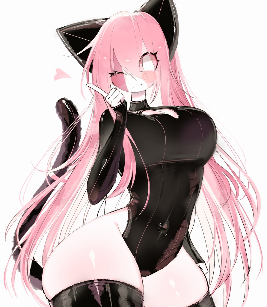 1girls animal_ears big_breasts cat_ears cat_tail female friday_night_funkin large_breasts long_hair one_eye_closed pink_hair sarvente_(dokki.doodlez) sarvente_(friday_night_funkin) simple_background solo thick_thighs thighhighs usa37107692 white_background wink winking winking_at_viewer