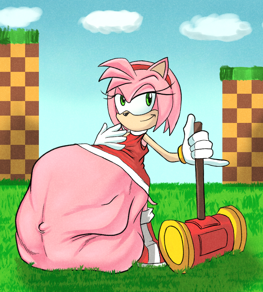 after_vore amy_rose anthro belly big_belly clothing duo female female_pred killboo oral_vore same_size_vore sega sonic_(series) sonic_the_hedgehog_(series) vore