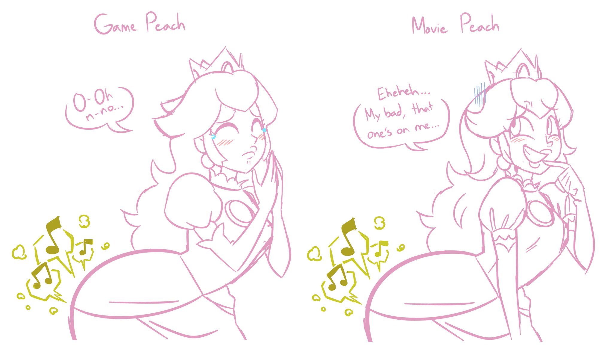 1girls, ass, bubble ass, bubble butt, fart, fart fetish, farting, farts, female, female only, mario (series), monochrome, musical note, nintendo, oddtenn, princess, princess peach, princess peach (movie), smell, smelly, solo, solo female, super mario bros. (2023 film), tears, tenuousoddity, text, text bubble, wide hips