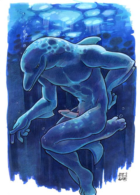 1boy 2005 amara_telgemeier cetacean dolphin male male_only marine nude penis solo underwater