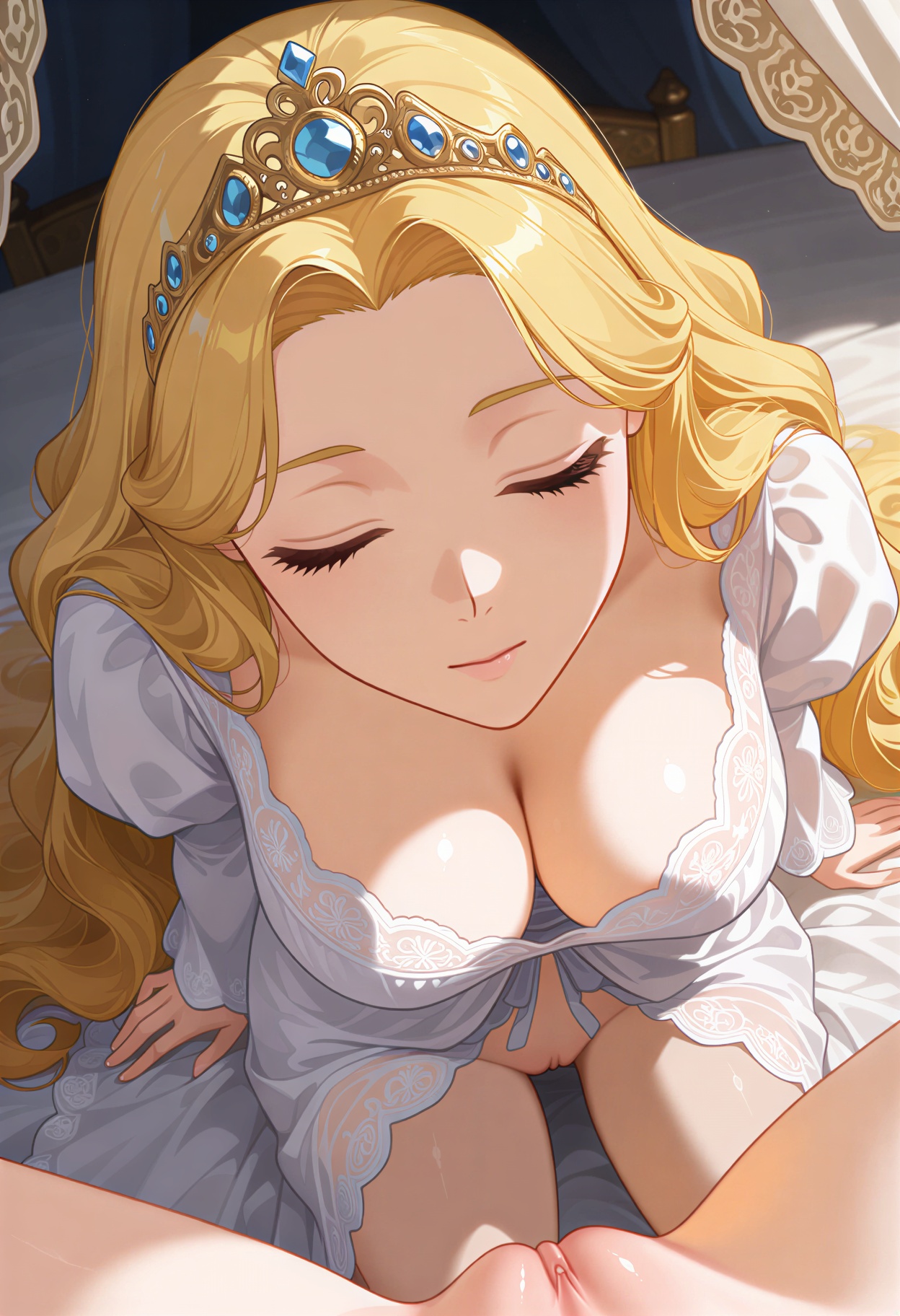 age difference, ai, ai art, ai generated, bed, bedroom, beginning of the rest of your life, big bed, big breasts, blonde hair, cruel, cruelty, deception, dominant, dominant female, domination, drapery, enslaved, enslaved royal, enslaved to pussy, groggy, head-maid (slaves to power), head-maid's princess (slaves to power), innocence, innocent, kissing, kissing pussy, lesbian domination, lesbian kiss, lesbian sex, lezdom, lezsub, long hair, love, love potion, magic, magic ritual, maid, mind alteration, mind control, naive, nightgown, obedience, obedient, obedient female, obedient sub, objectification, older female and younger female, oral, oral sex, oral slave, pixivaq, potion, princess, pussy, ritual, royal, royalty, sex slave, sexual service, sexual servitude, sexual slavery, slave, slaves to power, spite, story in description, submission, submissive, this is your life now, tiara, under spell, virgin, waking up, wavy hair, you exist to eat pussy, yuri