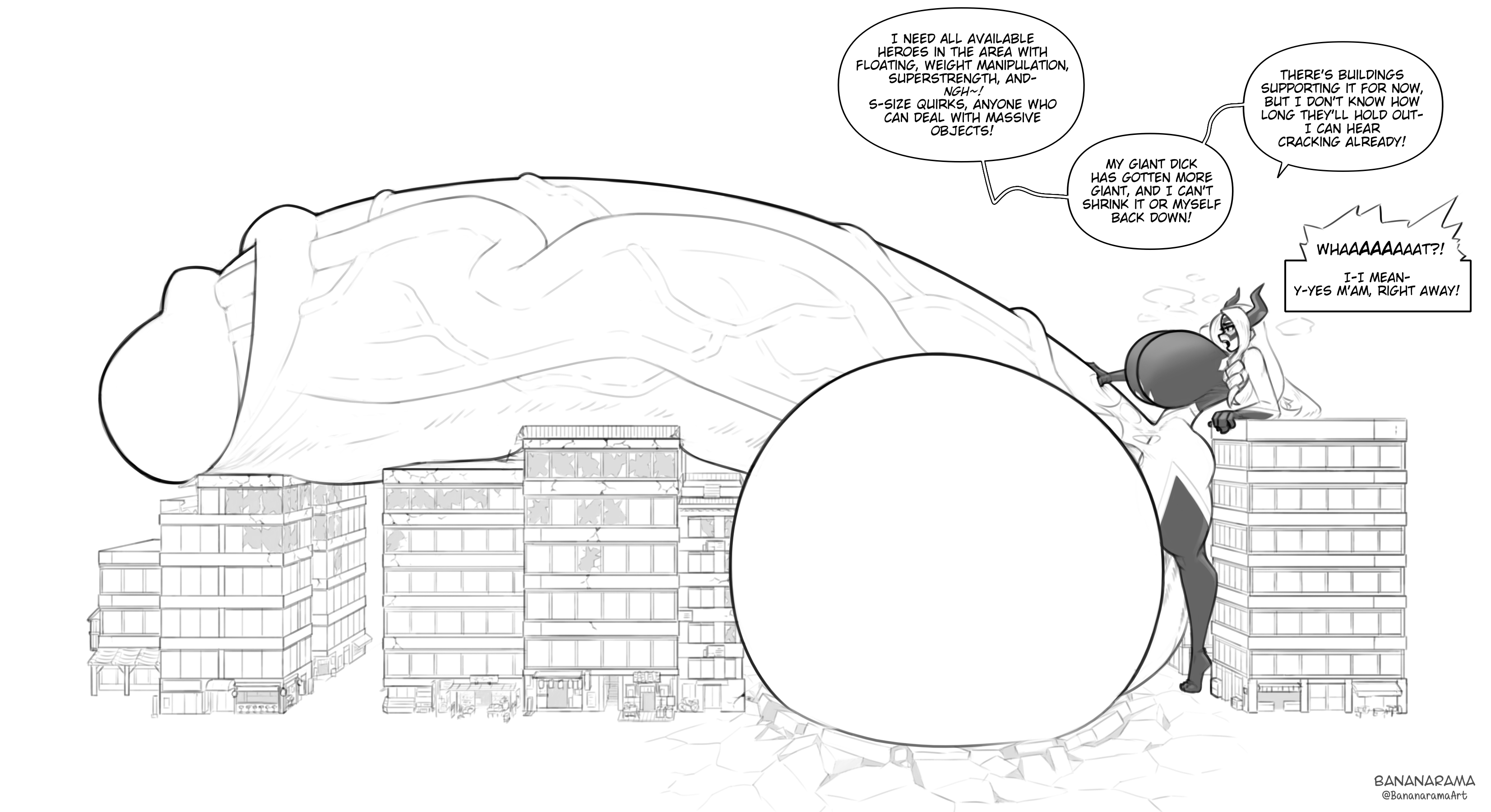 1futa, alternate version at source, balls, balls bigger than body, balls bigger than breasts, balls bigger than head, balls bigger than torso, bananarama (artist), bangs, big balls, big breasts, big cock, big penis, big testicles, bodysuit, boku no hero academia, breast expansion, breast growth, breast growth (enlargement), breasts, breasts bigger than head, building, building destruction, buildings, circumcised, cock, dialogue, dickgirl, drill hair, enormous balls, enormous penis, erect penis, erection, exposed balls, exposed penis, functionally nude, functionally nude female, futa giantess, futa only, futanari, genital expansion, genital growth, genital growth (enlargement), giantess, gigantic balls, gigantic cock, gigantic penis, gigantic testicles, hand on own penis, hand on penis, hero outfit (mha), horns, huge balls, huge breasts, huge cock, huge testicles, hyper, hyper balls, hyper genitalia, hyper testicles, intersex, large balls, large breasts, large cock, large penis, large testicles, long hair, macro balls, macro genitalia, macro penis, mask, massive balls, massive cock, massive penis, mount lady, my hero academia, open mouth, penis, penis bigger than body, penis bigger than torso, penis expansion, penis growth, penis growth (enlargement), skintight bodysuit, skintight clothing, skyscraper, solo, solo futa, testicles, thick thighs, torn clothes, torn clothing, veiny balls, veiny penis, watermark