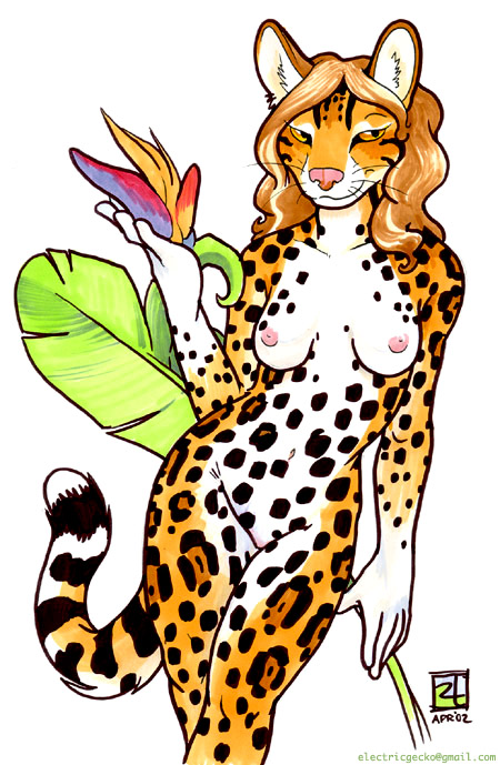 amara_telgemeier bird_of_paradise breasts female flower leaf nude oce ocelot solo tropical