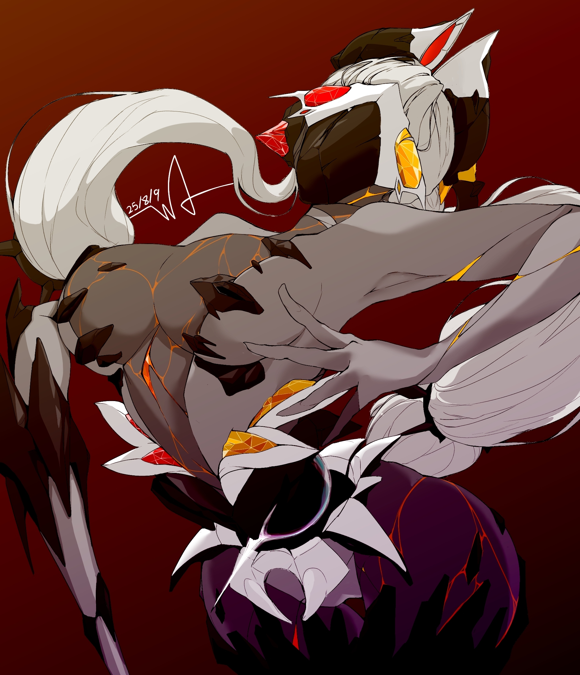 1girls, alice thymefield, armpit, big ass, big breasts, big thighs, boob window, breasts, corruption, cracked skin, curvy, enemy conversion, ether corruption, ethereal (zenless zone zero), exposed hips, exposed thighs, female, female only, hair accessory, hoyoverse, leggings, leotard, long hair, monster girl, no face, open leotard, rabbit ears, rabbit girl, simple background, spiked hair accessory, thighs, transformed, twintails, whathing, white hair, wide hips, zenless zone zero