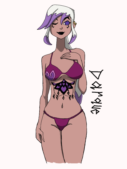 1girls ben_10 ben_10_omniverse bikini cartoon_network charmcaster darqueafterdark dyed_hair female female_only light-skinned_female solo white_hair winking_at_viewer