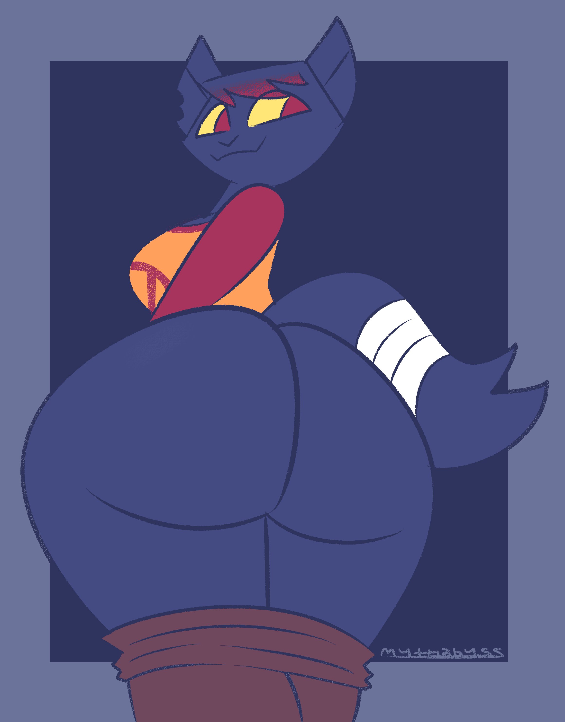 1girls, anthro, ass, big ass, big butt, bottom heavy, bubble ass, bubble butt, clothing, domestic cat, fat ass, feline, female, female only, huge ass, huge butt, large ass, looking back, mae borowski, mooning, mythabyss, night in the woods, pants, pants down, shirt, thick thighs, wide hips