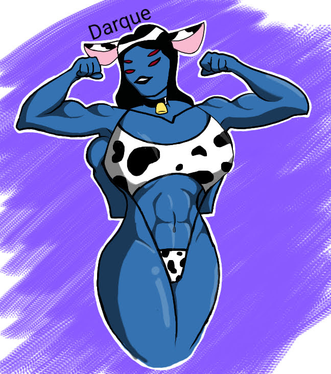 4_arms 4_eyes abs alien_girl ben_10 blue_skin cartoon_network colored cow_bikini darqueafterdark female multi_arm multi_eye multi_limb muscular_female ophelia_(darqueafterdark) taller_female tetramand