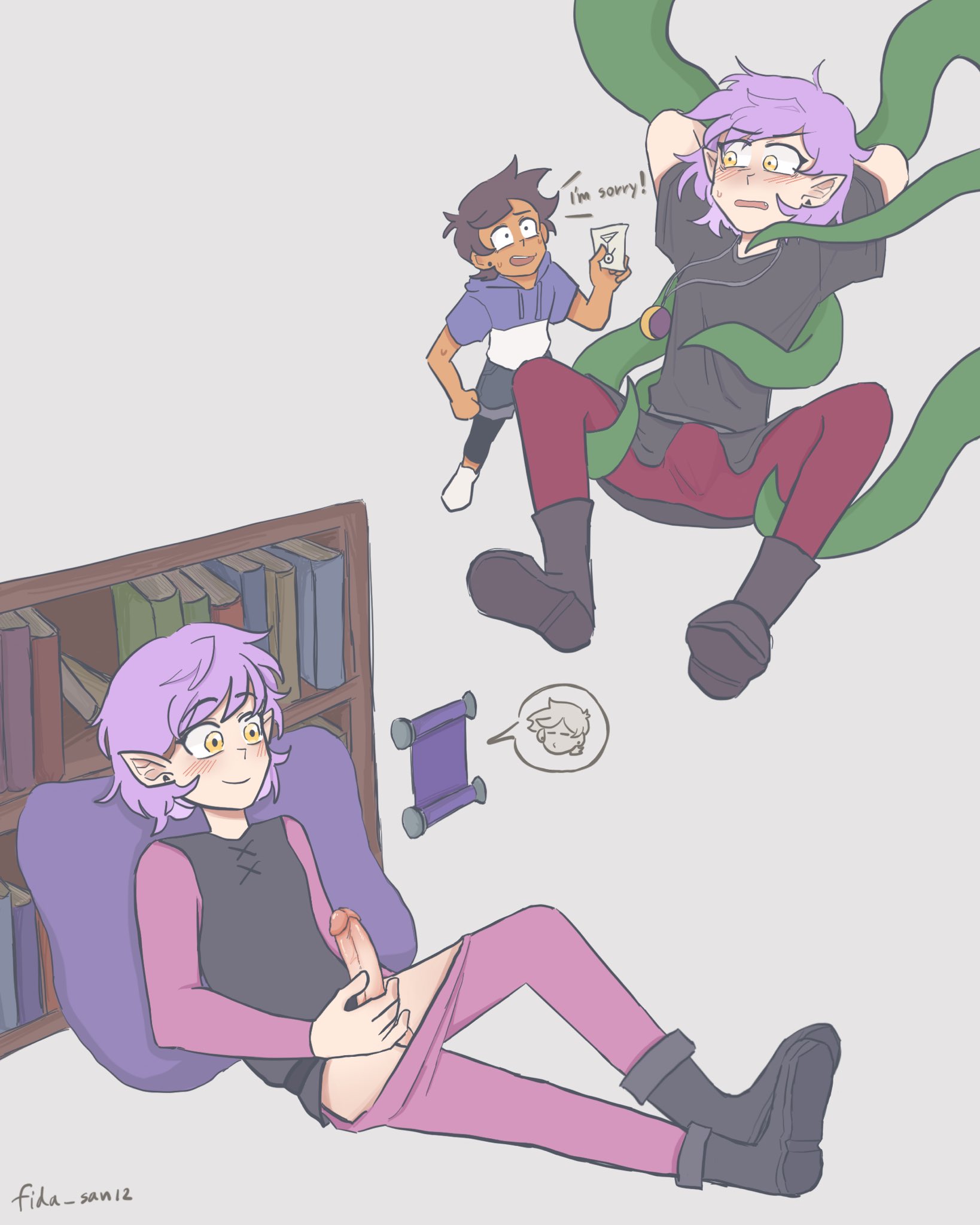 2boys, amity blight, disney, disney channel, fida san12, gay, genderswap, genderswap (ftm), luz noceda, male, masturbation, rule 63, solo, straight hair, tagme, the owl house, yaoi