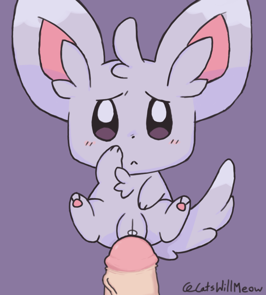 embarrassed feral grey_fur midiclips minccino pokemon pokemon_(species) pokemon_bw pokephilia precum size_difference source_deleted