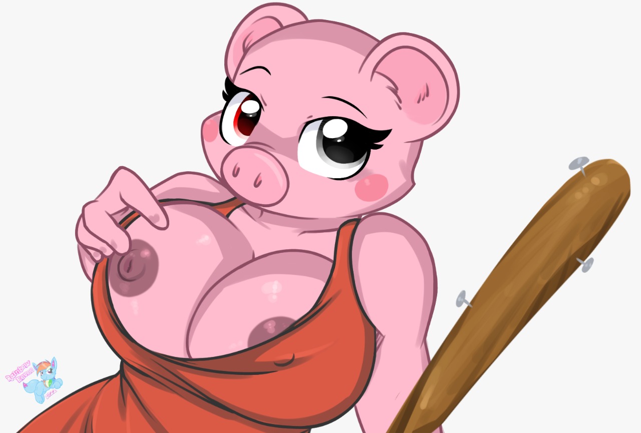 1girls, baseball bat, big breasts, breasts, female, female focus, female only, nipples, penny (piggy), piggy (game), rainboweevee, roblox, roblox game, solo, solo female, spiked baseball bat, tagme