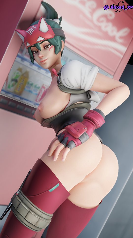 1girls 3d 3d_(artwork) 9:16 big_ass big_breasts big_butt blender bottomless exposed_ass exposed_breasts exposed_pussy female gloves jinxed_xp kiriko_(overwatch) kiriko_kamori looking_at_viewer looking_back looking_pleasured overwatch overwatch_2 public public_nudity solo solo_female thigh-highs thigh_highs thighhighs