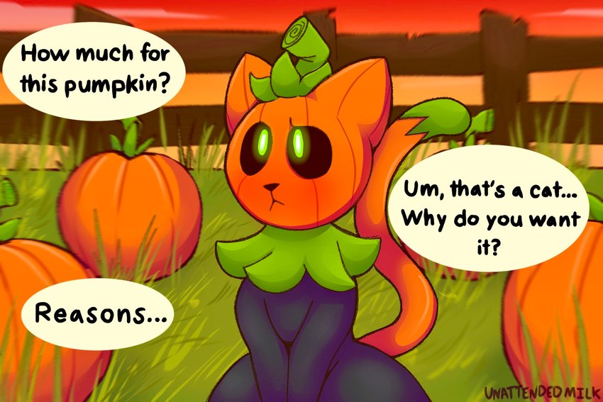 black body, confused look, confusion, feline, femboy, gay, gay male, homosexual, homosexual male, male, male penetrated, male penetrating, male penetrating male, pumkat, pumpkin, pumpkin head, solo male, text, unattendedmilk (artist), yaoi