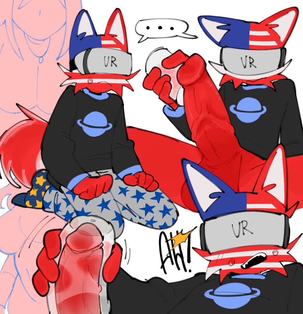 ... 1boy 1girls ailewzol anonymous_female big_penis cat_ears cat_tail catboy clothing countryhumans countryhumans_girl female fleshlight half-dressed half_naked male_focus multicolored_body pajamas penis red_body solo solo_focus stickman united_states_of_america_(countryhumans) vr vr_headset