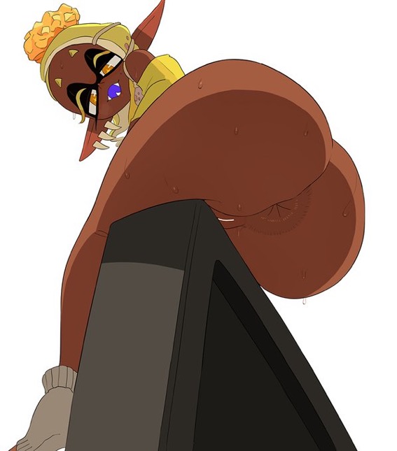 1girls anus anus_peek ass ass_focus ass_worship big_anus big_ass big_butthole bottomless bubble_butt dark-skinned_female dark_anus dark_butthole dark_skin female frye_(splatoon) huge_anus huge_ass huge_butthole looking_at_viewer looking_down splatoon splatoon_(series) splatoon_3 yuta_agc