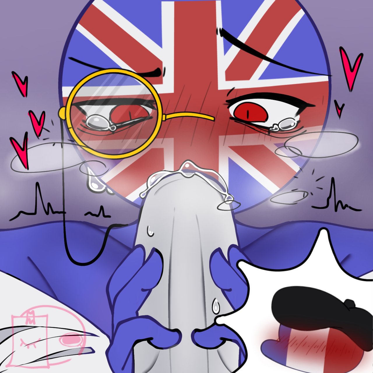 blowjob, countryhumans, cumming, france (countryhumans), gay, male, united kingdom (countryhumans)