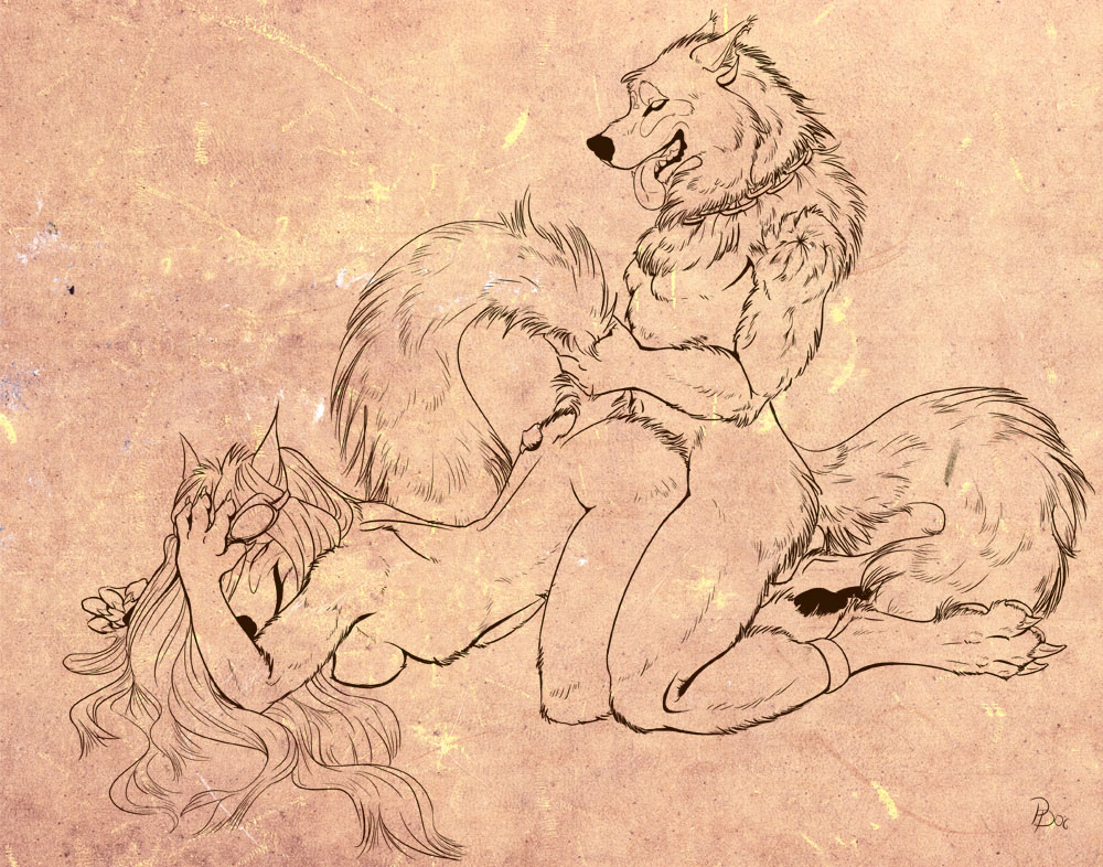 anthro bloodhound_omega breasts canine chains female from_behind fur furry goggles hairy holding_tail male sex sideboob silber straight tail tail_grab were wolf