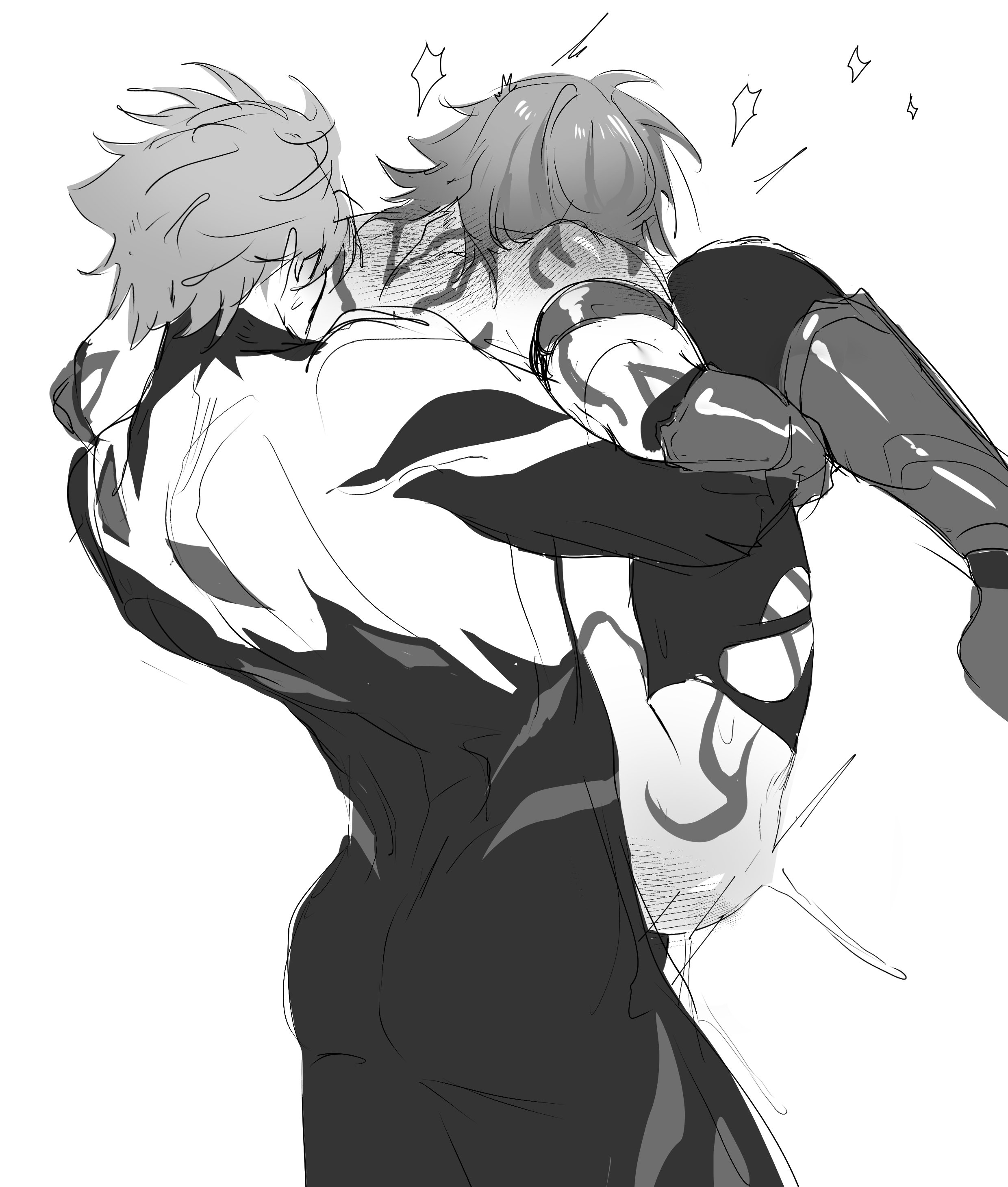 2boys, anal, anal sex, from behind, full nelson, gay, honkai: star rail, male, male only, mydei (honkai: star rail), phainon (honkai: star rail), stand and carry position, standing, yaoi