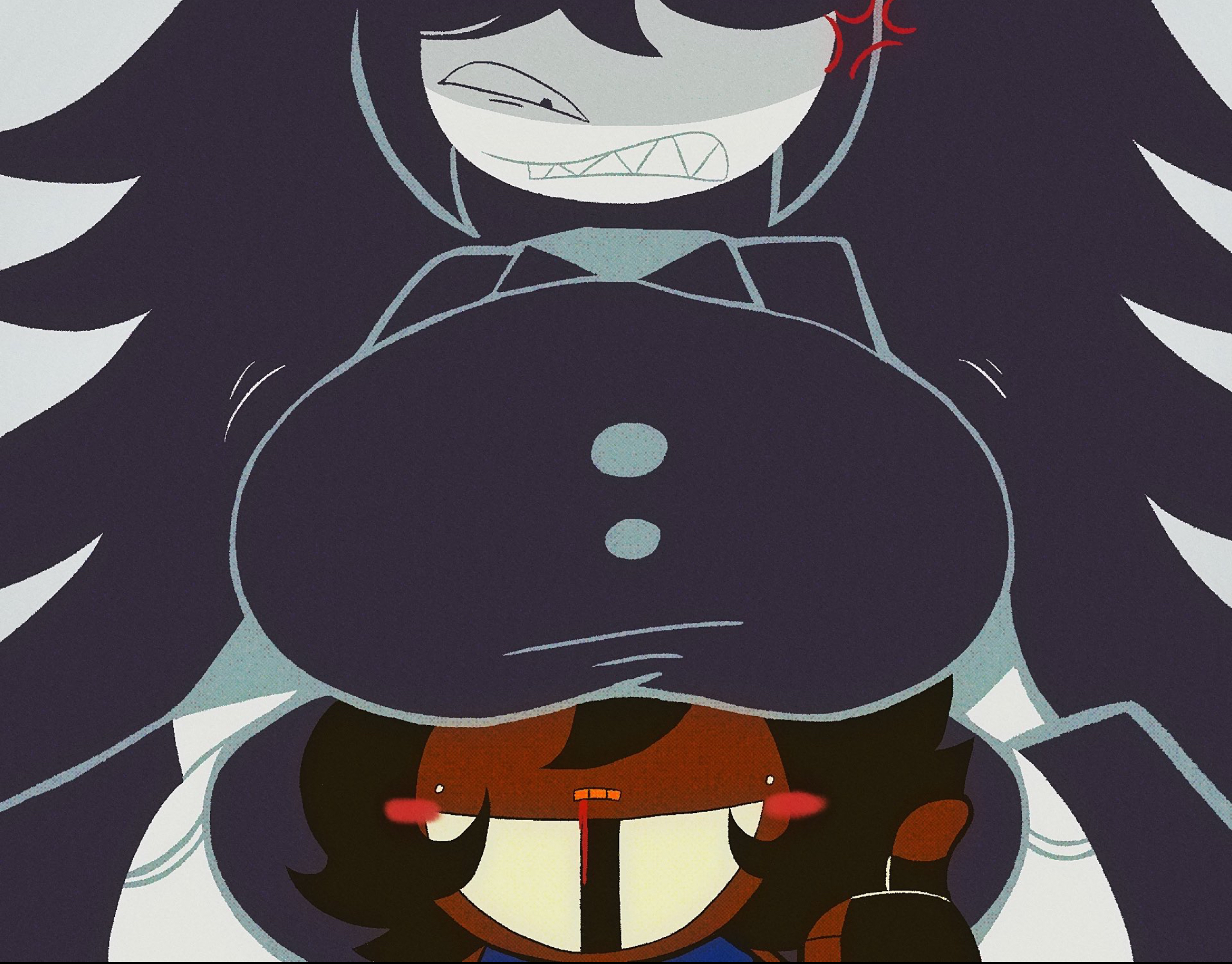 big breasts, boobs, breasts, fundamental paper education, hassy (character), miss circle (fundamental paper education), underboob