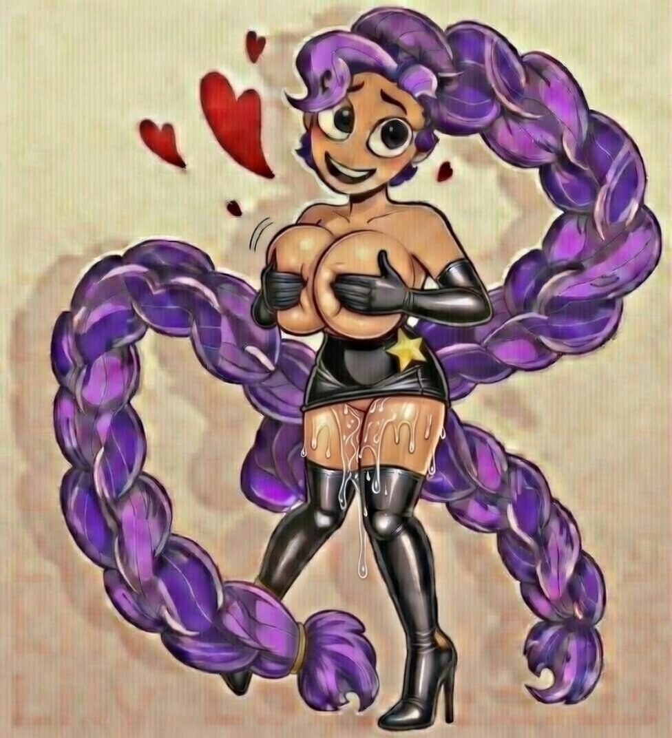 ai assisted, armgloves, big breasts, braided hair, handbra, lily lovebraids, poppy playtime, poppy playtime (chapter 5), purple hair, sexy body, topless, wet pussy