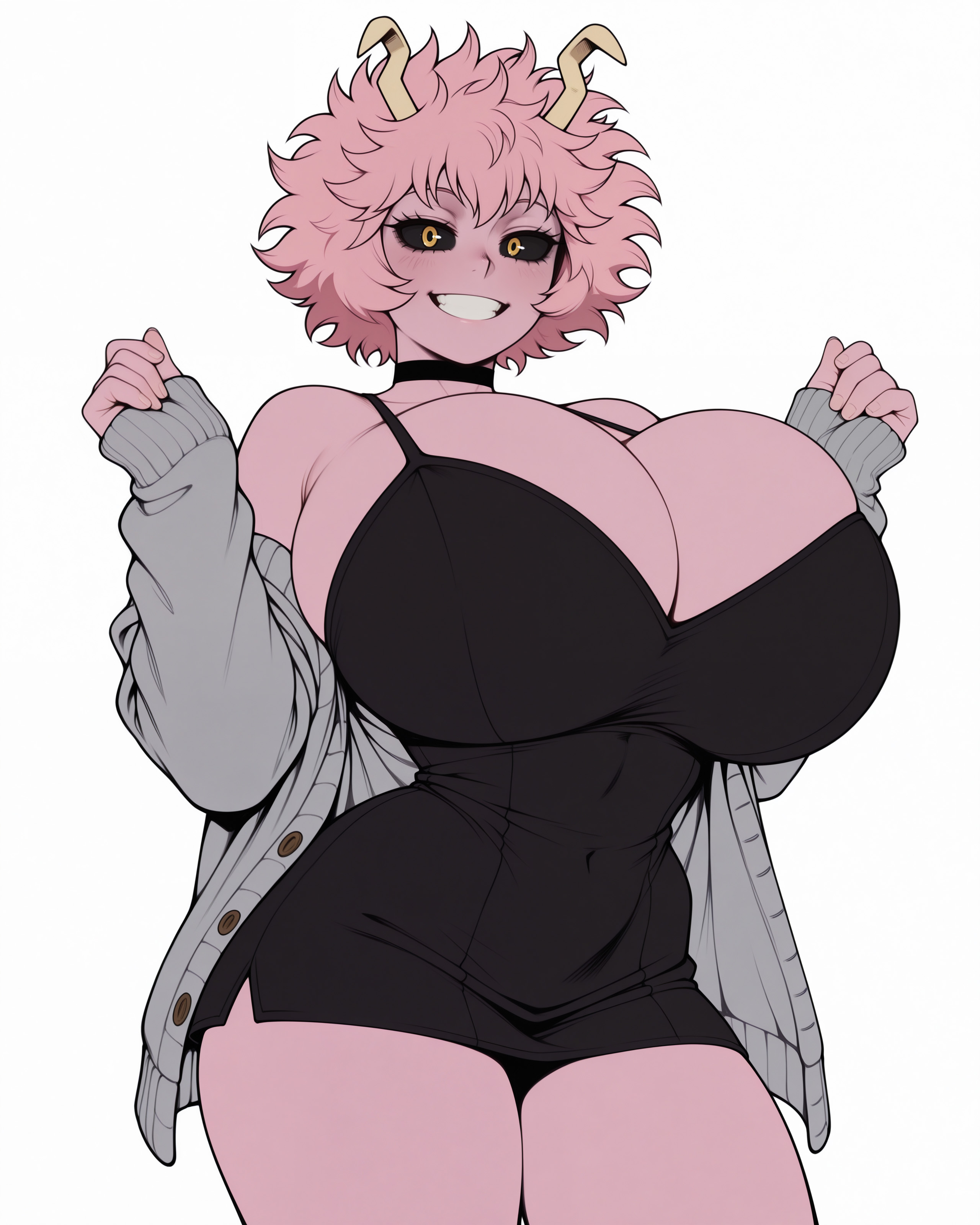 1girls, ai, ai art, ai assisted, ai generated, ai-created, big breasts, boku no hero academia, breasts bigger than head, clothed, clothed female, clothing, female, female focus, female only, huge breasts, large breasts, magis anime, mina ashido, pink hair, pink hair female, pink skin, pink skinned female, solo, solo female, solo focus