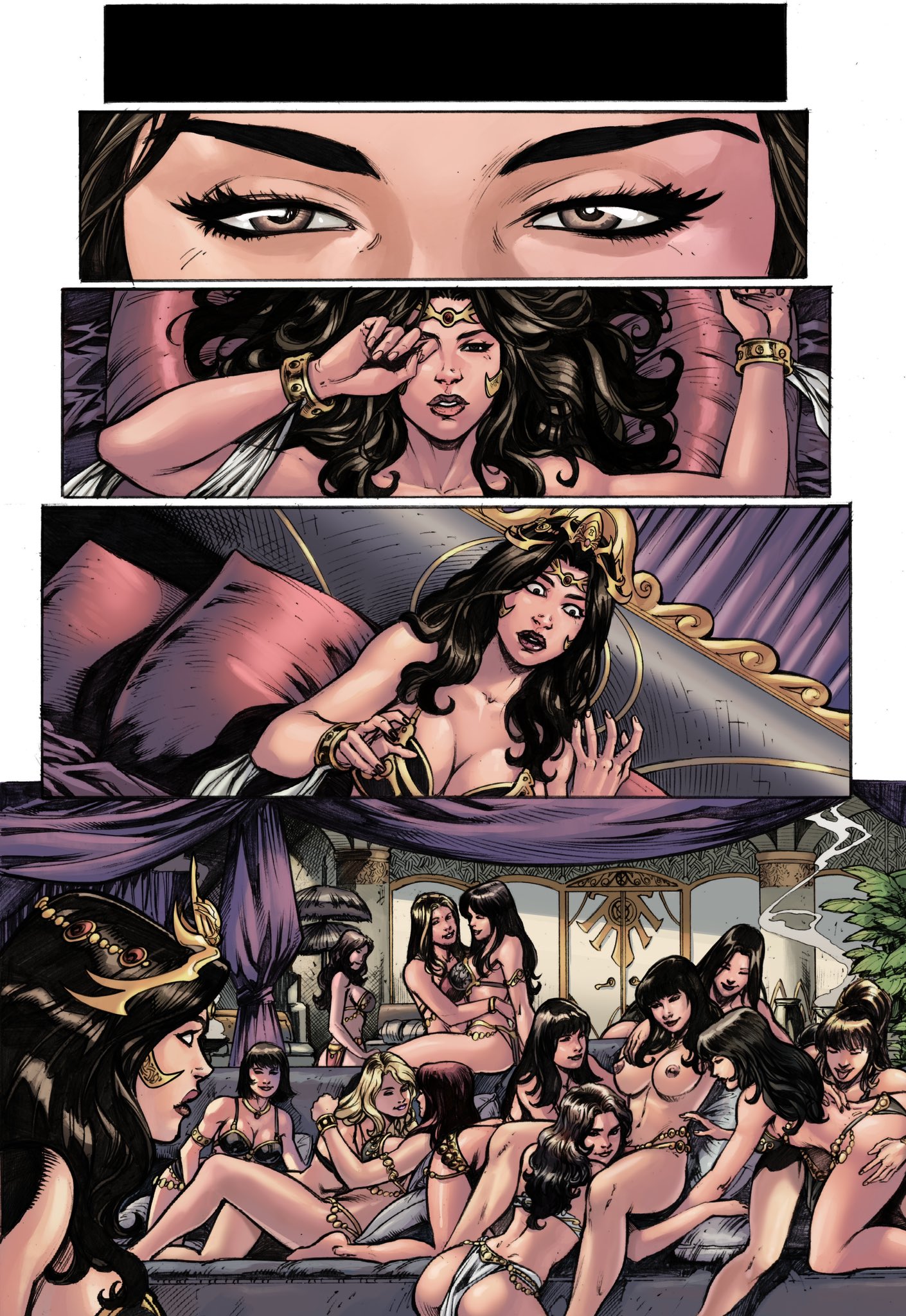ass, bed, bedroom background, bedroom setting, big ass, big boobies, big booty, big booty (female), big breasts, big thighs, bit tits, blonde female, blonde hair, blonde-haired female, breasts, brown hair, brown hair female, brunette female, brunette hair, bust, busty, chest, comic, comic panel, crown, curvaceous, curvy, curvy figure, female, gender transformation, genderswap (mtf), harem, harem girl, harem jewelry, hips, hourglass figure, huge ass, huge breasts, huge thighs, large ass, large breasts, large thighs, legs, lesbian couple, lesbian kiss, lesbian sex, light skin, light-skinned female, marvel, marvel comics, mature, mature female, medieval, medieval clothing, mind control, peter parker, pregnancy, pregnant, pregnant female, rule 63, sampleguy, slim waist, spider-man (series), thick, thick hips, thick legs, thick thighs, thighs, tight clothing, tits bigger than head, tits out, topless, topless female, voluptuous, waist, wake up, waking up, wide hips, wife, xena warrior princess, yuri