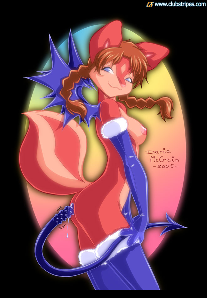 2005 :3 anal anal_dildo anal_insertion anthro ass ass_juice bat_wings blue_eyes breasts brown_hair butt_plug_tail buttplug_tail clubstripes color daria_mcgrain demon dildo elbow_gloves female female_only fur furry gloves hair insertion jam_(miu) long_hair looking_at_viewer looking_back lube nipples nude pussy_juice red rodent sex_toy side_view solo squirrel standing tail thigh_highs tied_hair toony toy twintails vibrator wings