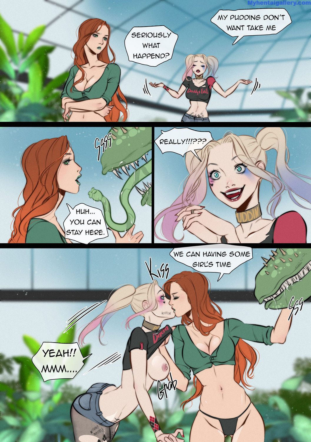 dialogue, female, harley quinn, kissing, poison ivy, tagme, vore, voreprank, win4699