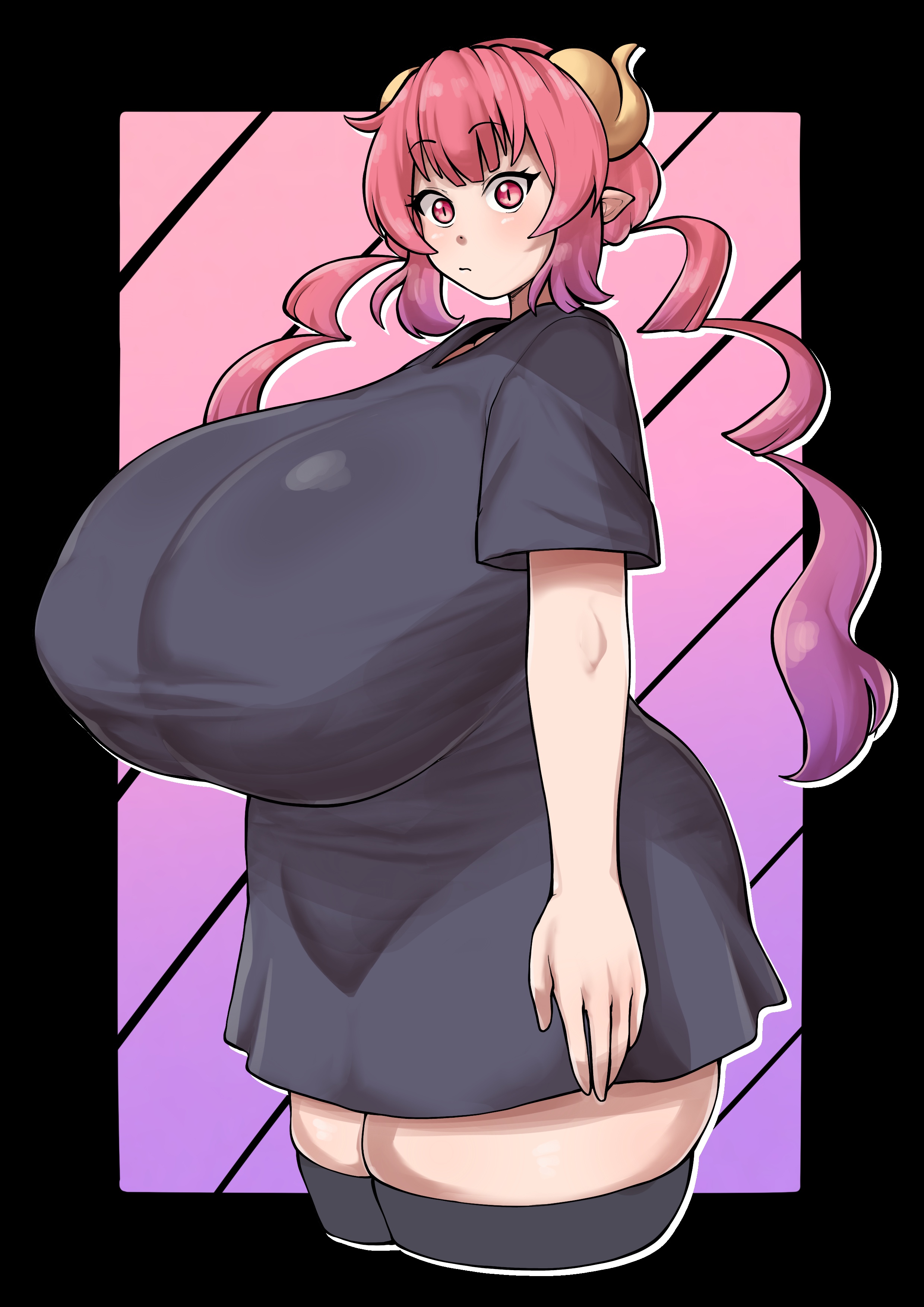 1girls, big breasts, big thighs, breasts, chubby, clothed, clothed female, curvy, dragon girl, female, female only, giant breasts, gigantic breasts, huge thighs, ilulu (dragon maid), large thighs, massive thighs, miss kobayashi's dragon maid, ookii0199, thick thighs, thighs, wide thighs
