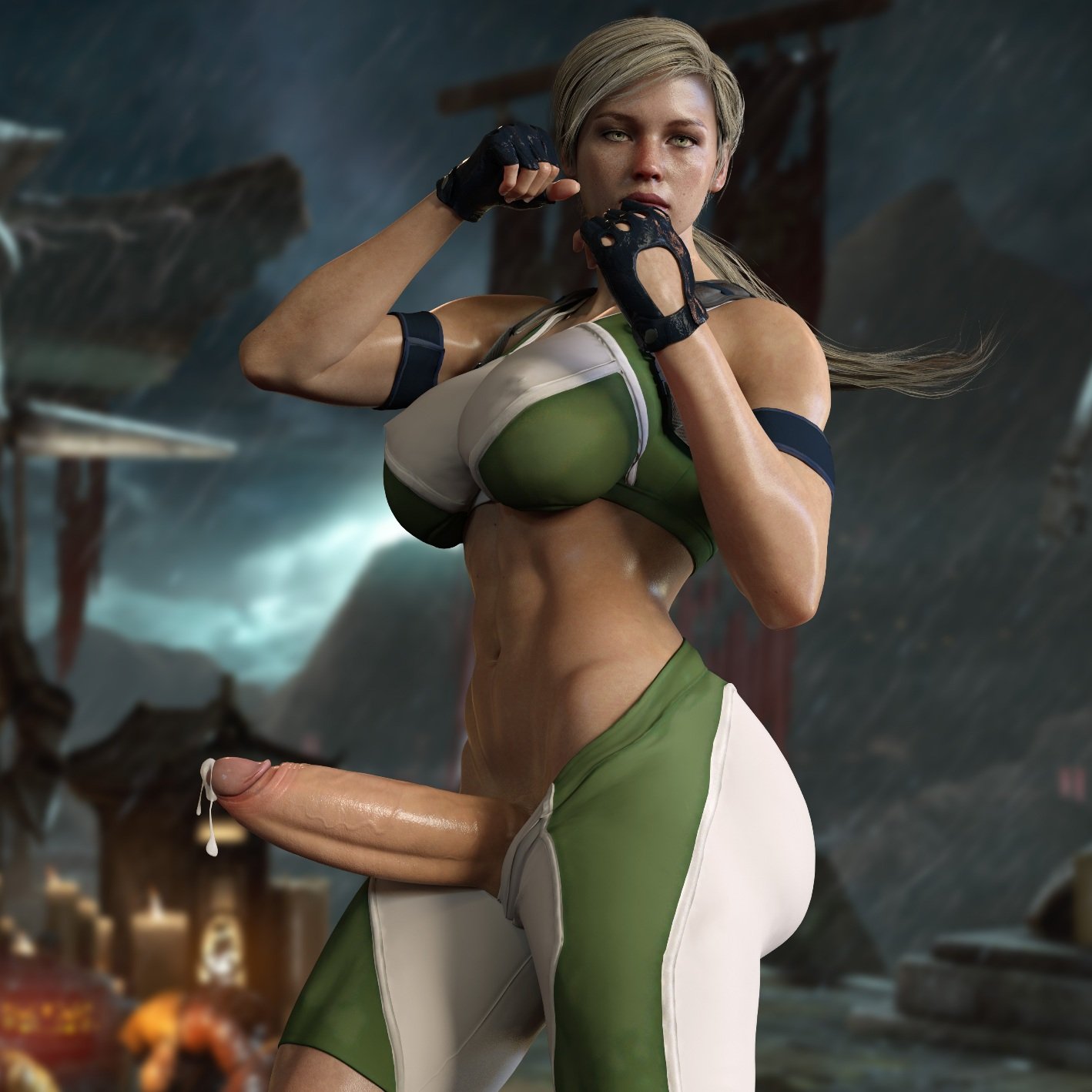 1futa, 3d, abs, breasts, cassie cage, erection, futa only, futanari, intersex, mortal kombat, mortal kombat 11, muscles, muscular, muscular futa, nordfantasy, penis, solo