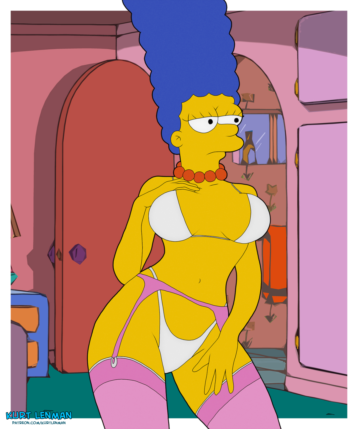 1girls, breasts, female, female only, kurt lenman, marge simpson, partially clothed, tagme, the simpsons