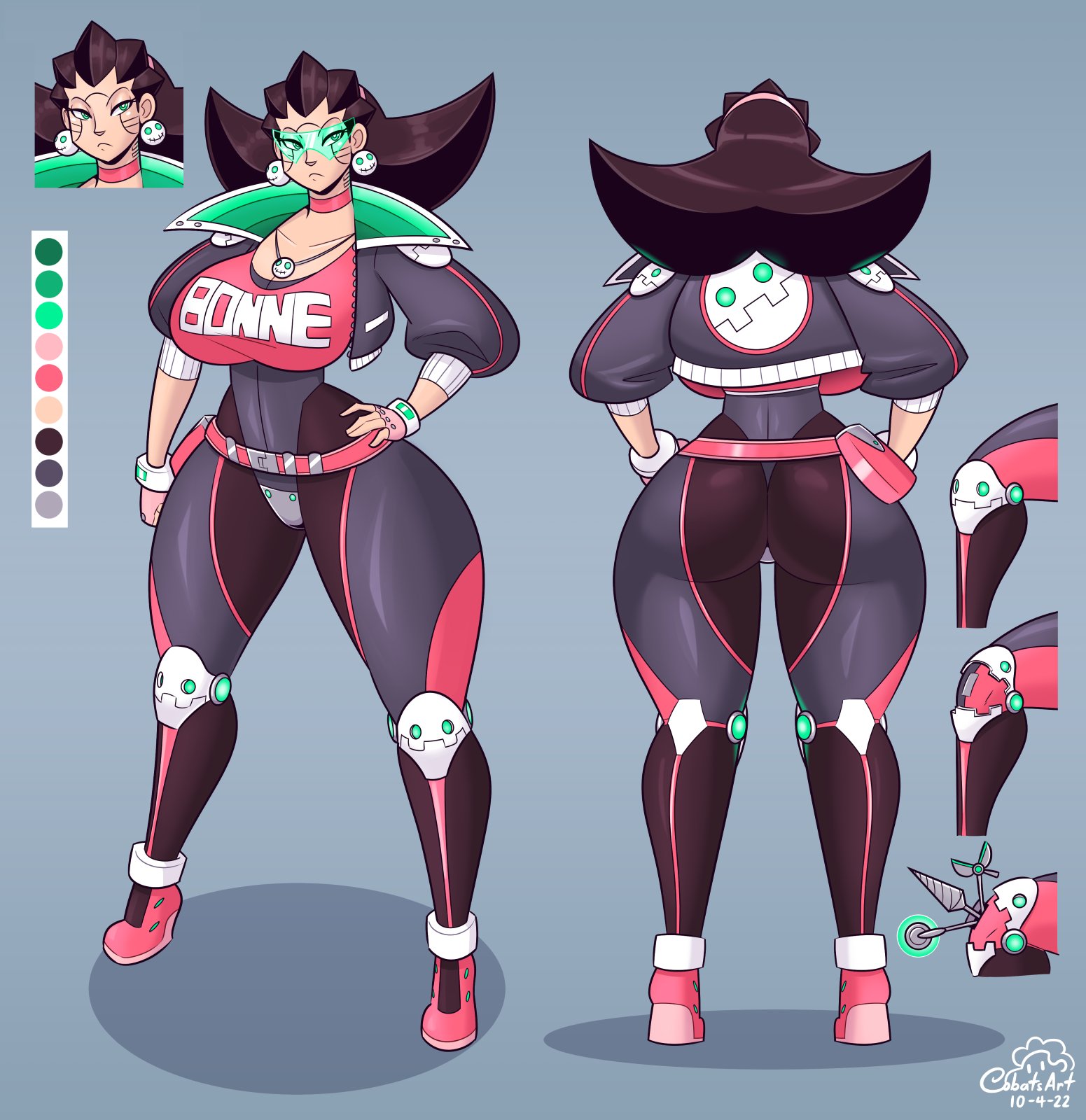 1girls, absurd res, aged up, ass, big ass, big breasts, big butt, breasts, brown hair, brunette, bust, busty, capcom, cd projekt red, child bearing hips, clothed, cobatsart, crossover, curvaceous, curvy, curvy female, curvy figure, cyberpunk 2077, cyberpunk: edgerunners, digital drawing (artwork), digital media (artwork), eyelashes, female, female focus, female only, fingers, fully clothed, gloves, green eyes, hips, hourglass figure, huge breasts, human, jacket, large breasts, legs, light skin, light-skinned female, mega man, mega man legends, short hair, slim waist, small nose, small waist, standing, thick, thick legs, thick thighs, thighs, thin eyebrows, thunder thighs, tron bonne, voluptuous, wide hips