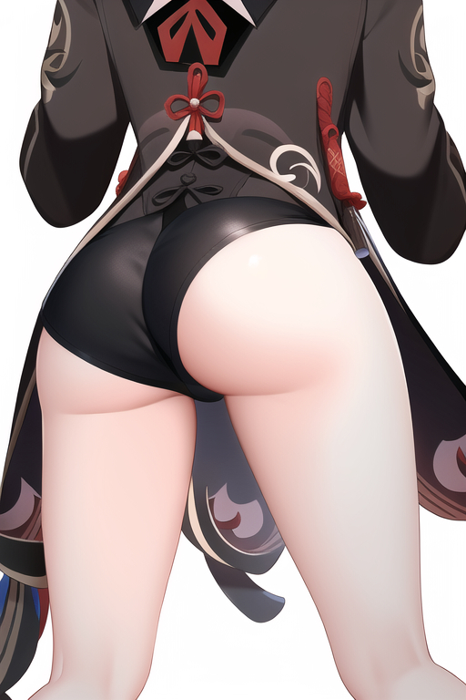 1girls ai_generated ass back back_view booty_shorts clothed clothed_female female genshin_impact grabbing_own_ass hu_tao_(genshin_impact) large_ass light-skinned_female light_skin nai_diffusion petite reaching_back short_shorts shorts slim_body slim_waist stable_diffusion