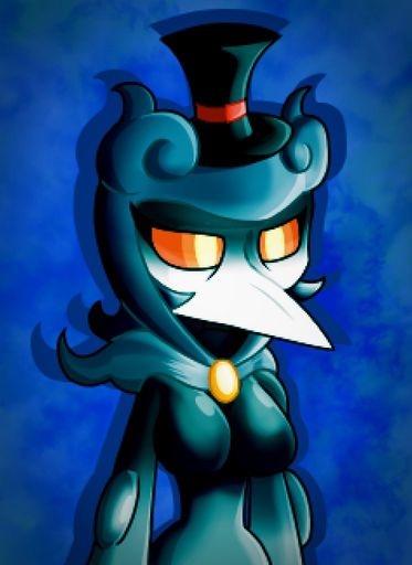 female geodette_the_marshadow geodo_the_marshadow marshadow plague_doctor plague_doctor_mask pokemon pokemon_(species) red_eyes top_half top_hat yellow_eyes