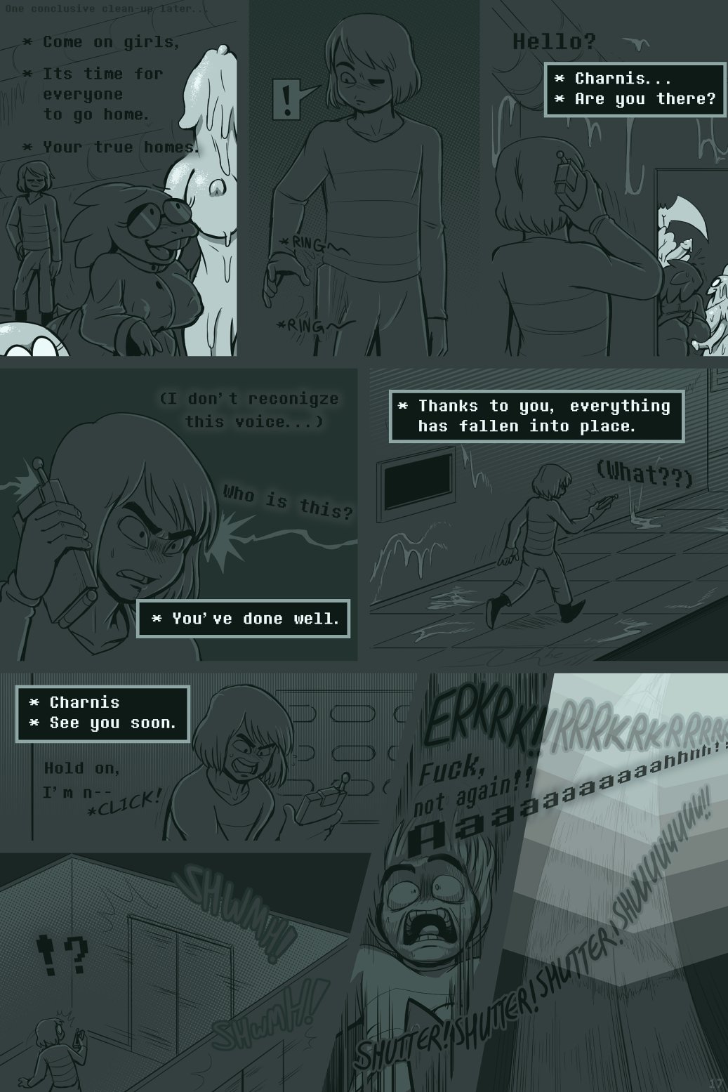 1boy 2d 3girls comic dialogue english english_dialogue english_text female frisk frisky_(under(her)tail) male speech_bubble syhpla tagme talking text thewill under(her)tail undertale undertale_(series)