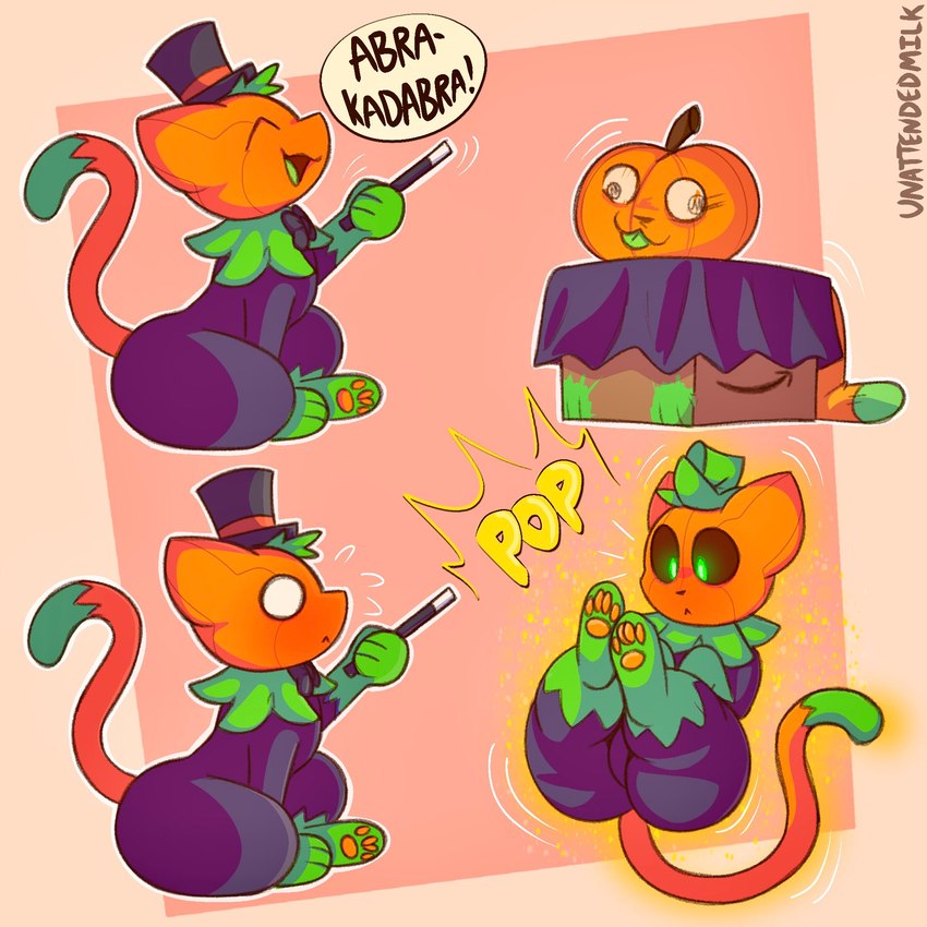 anthro ass halloween holidays magic magician pumkat pumpkin_head text twins unattendedmilk_(artist)