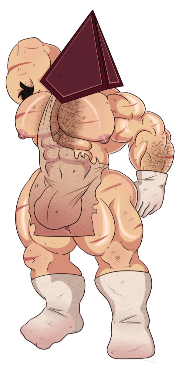 apron armpit_hair balls bara big_bulge big_pecs bulge chest_hair gay local_candybot male male_only muscles muscular penis pyramid pyramid_head scars silent_hill silent_hill_2 socks solo solo_male