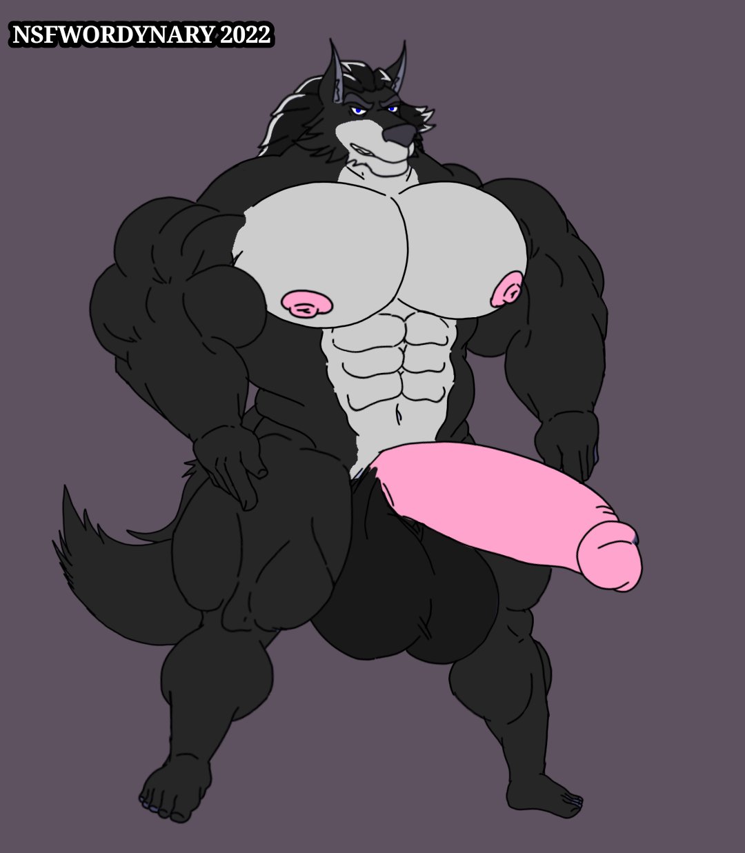 abs anthro balls big_balls big_muscles big_penis black_body black_fur black_hair blue_eyes canid canine canis feet fur genitals hair hi_res huge_balls huge_cock huge_muscles humanoid humanoid_genitalia humanoid_hands humanoid_penis hyper hyper_genitalia hyper_penis male mammal muscular muscular_male nipples nsfwworldordynary nude penis pink_nipples silver_hair solo teeth tipping wild_tooth_(character) wolf