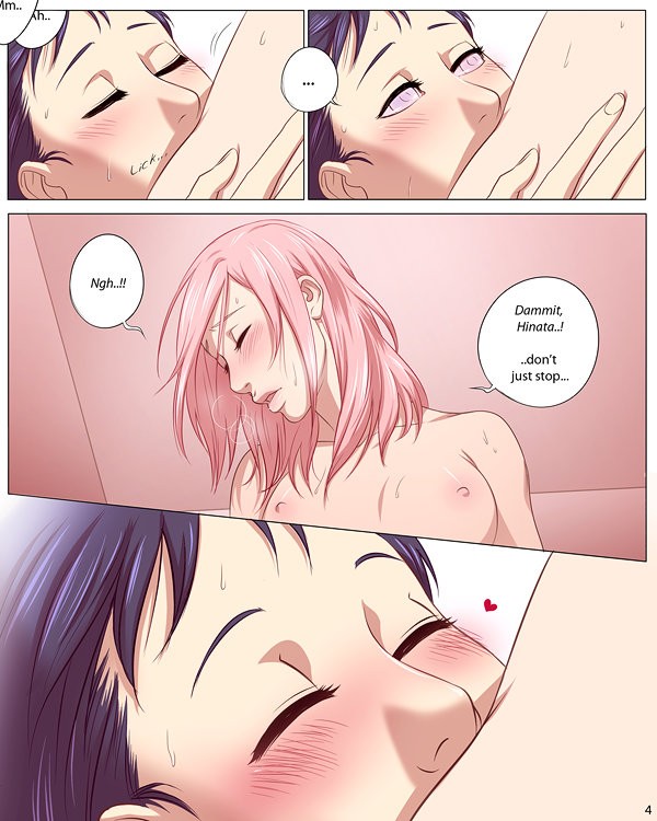 blush breasts closed_eyes comic cunnilingus english female female_only hair heart human hyuuga_hinata licking multiple_females multiple_girls mutual_yuri naruto naruto_shippuden nipples oral pink_hair pussy sakura_haruno samurai-pet slj source_request sweat teasing white_eyes yuri