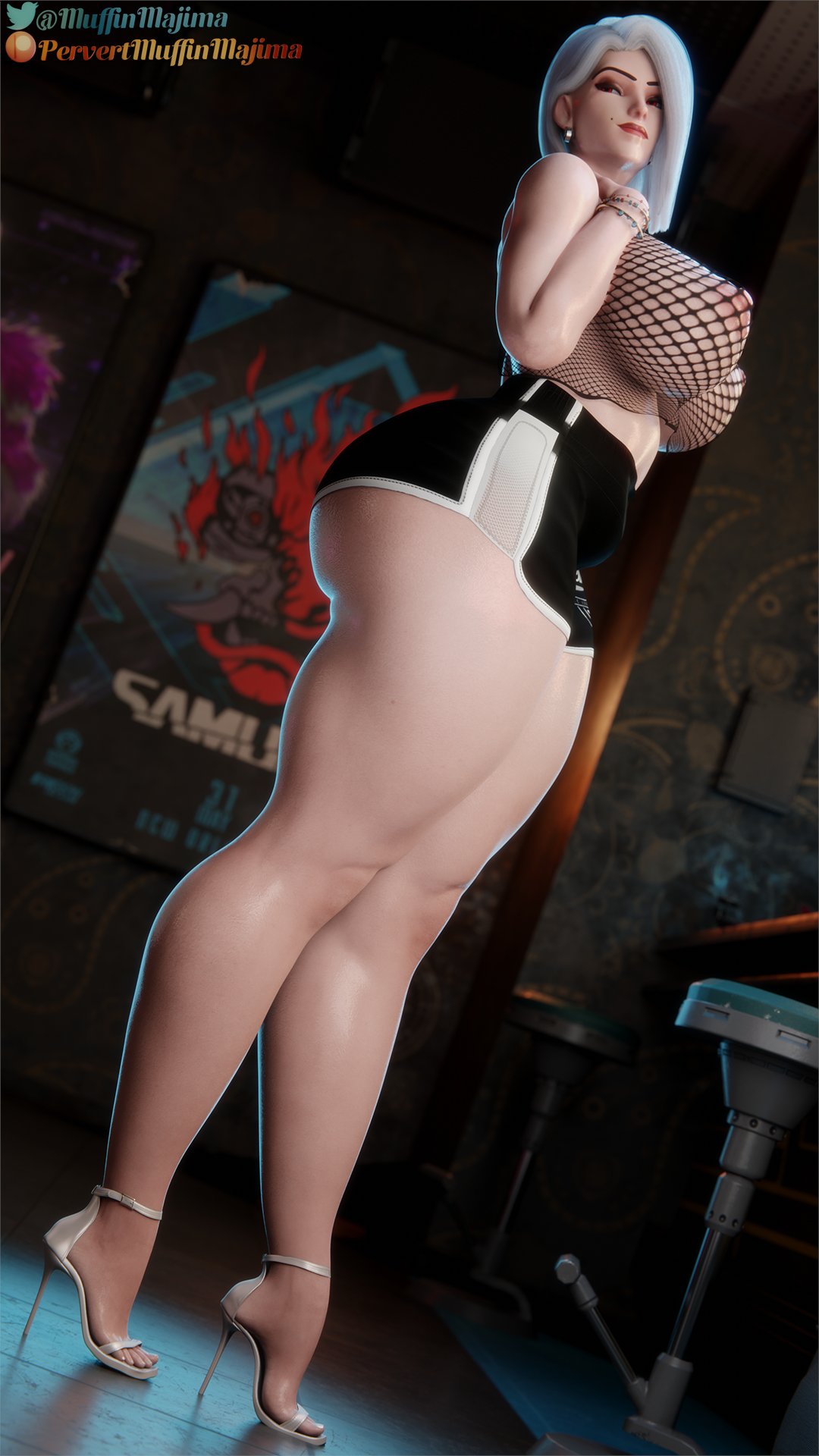 1girls 3d alternate_version_available ashe_(overwatch) ass ass_focus big_ass big_breasts big_hips big_thighs blizzard_entertainment boy_shorts breasts breasts_bigger_than_head curvaceous curvy curvy_body curvy_female curvy_hips curvy_thighs dat_ass earrings fat_ass female female_only fishnet_shirt high_heels hips huge_ass huge_breasts huge_hips huge_thighs human jewelry large_ass large_hips large_thighs massive_ass milf nipples overwatch overwatch_2 painted_nails pervertmuffinmajima piercings plump plump_ass plump_thighs red_eyes solo solo_female thick_ass thick_hips thick_thighs thighs venus_body voluptuous voluptuous_female white_hair wide_hips