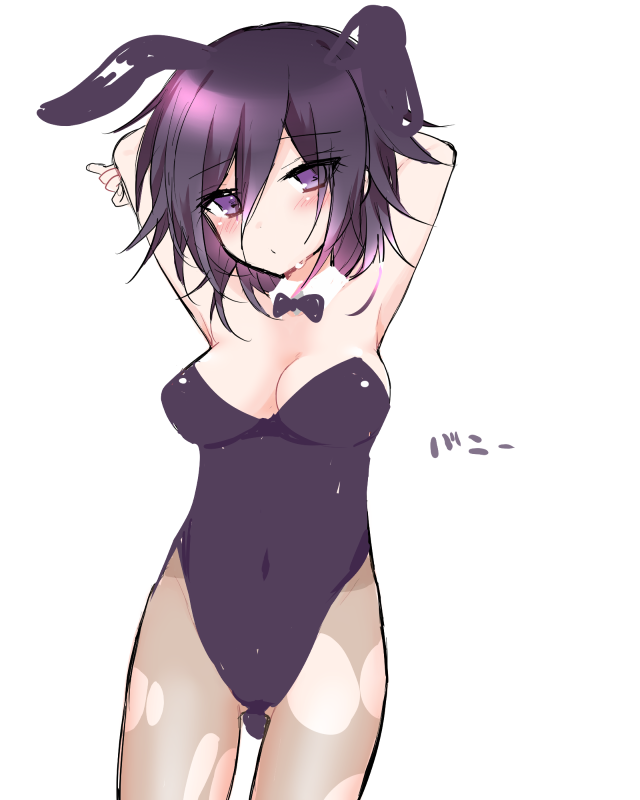 alternate_version_available blush breasts bunny_ears bunny_girl bunnysuit danganronpa danganronpa_v3 genderswap_(mtf) hiruanko_(artist) large_breasts ouma_kokichi pussy rule_63 straight_hair