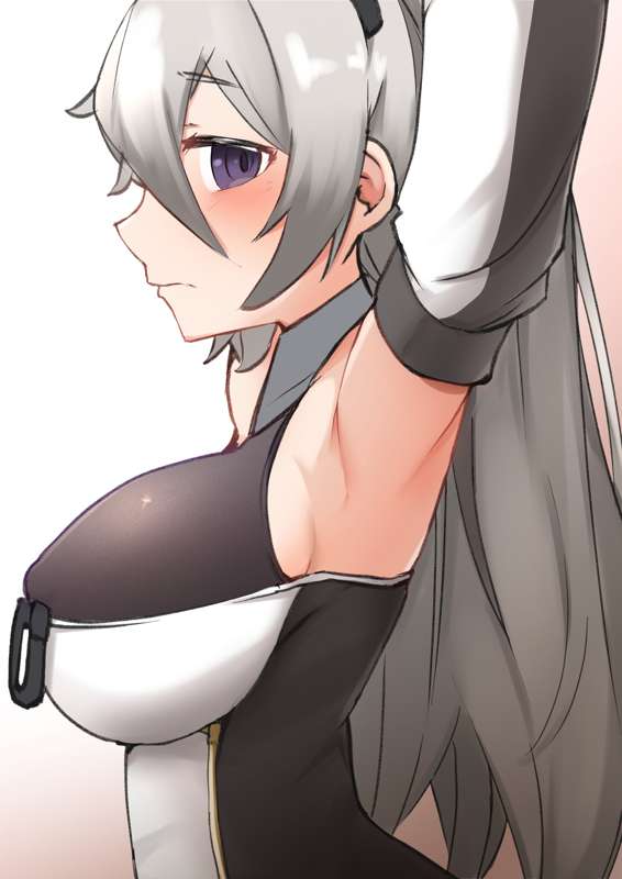 big_breasts daebom grey_hair kv-2_(daebom) kv2 kv2(daebom) purple_eyes war_thunder