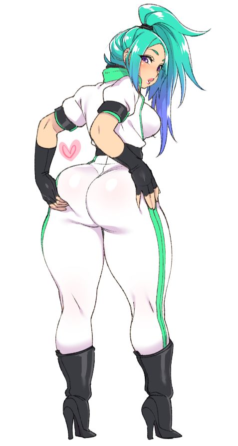 ass ass_grab baseball_uniform big_ass green_hair ponytail ryo_agawa