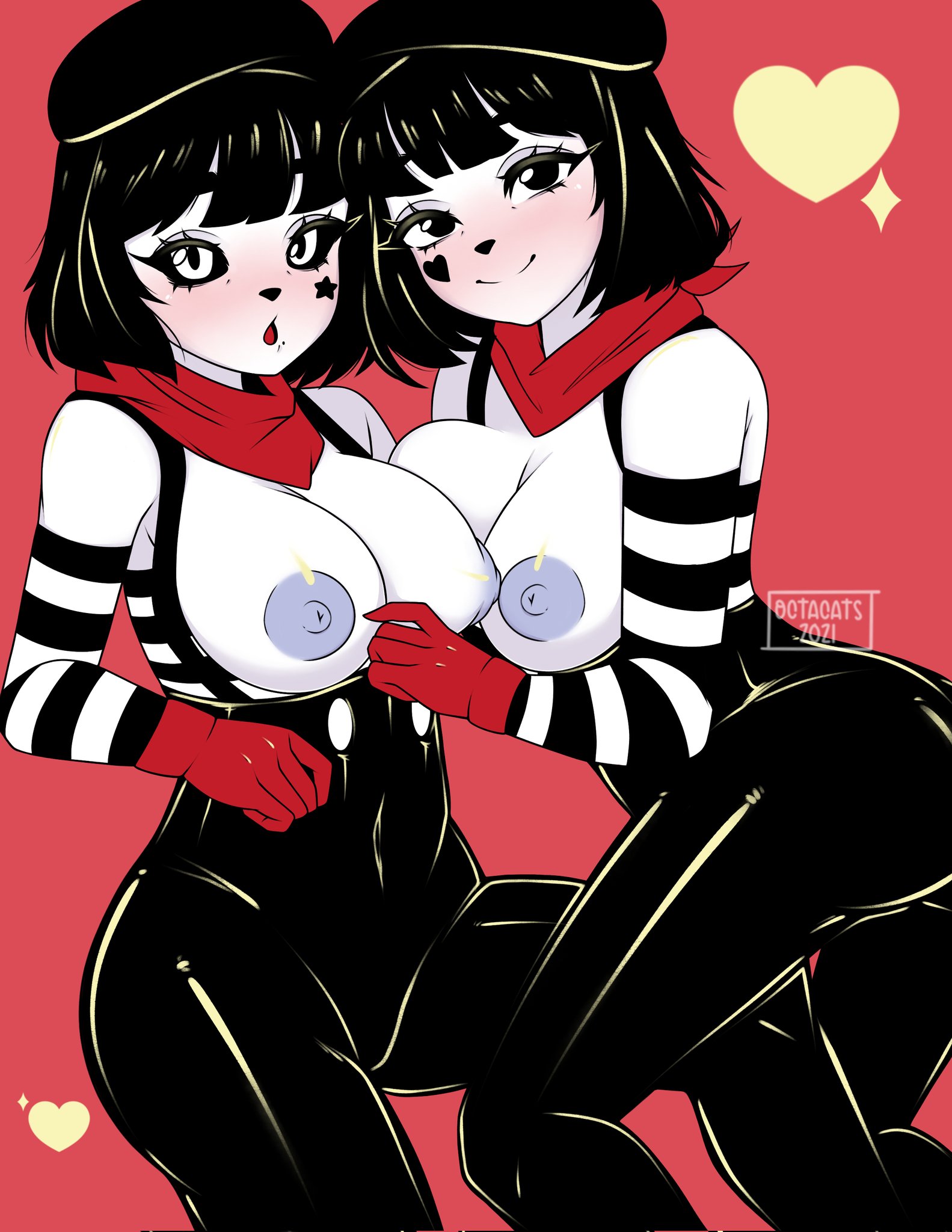 bonbon (derpixon), breasts, chuchu (derpixon), female, female only, mime, mime and dash, mime girl, octacats, tagme