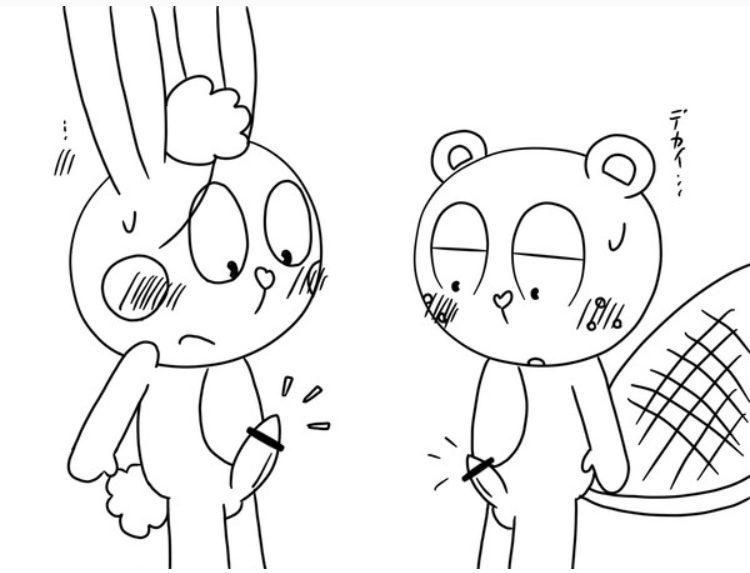 anthro balls censored cuddles_(htf) embarrassed happy_tree_friends penis toothy_(htf)