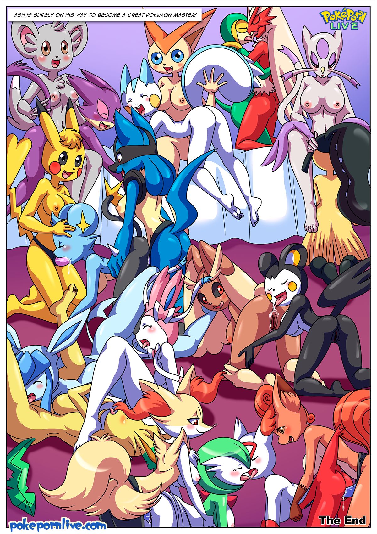 20girls 6+girls anthro blaziken braixen breasts comic cunnilingus emolga english_text female female/female female_only gardevoir glaceon latias leafeon lopunny lucario mawile mienshao minccino multiple_girls nipples nude oral_penetration orgy pachirisu palcomix pikachu pokemon pokemon_(species) pokepornlive purrloin rimming sex_toy shinx snivy spanking spitroast strap-on sylveon the_pokemon_master vaginal_penetration victini vulpix yuri