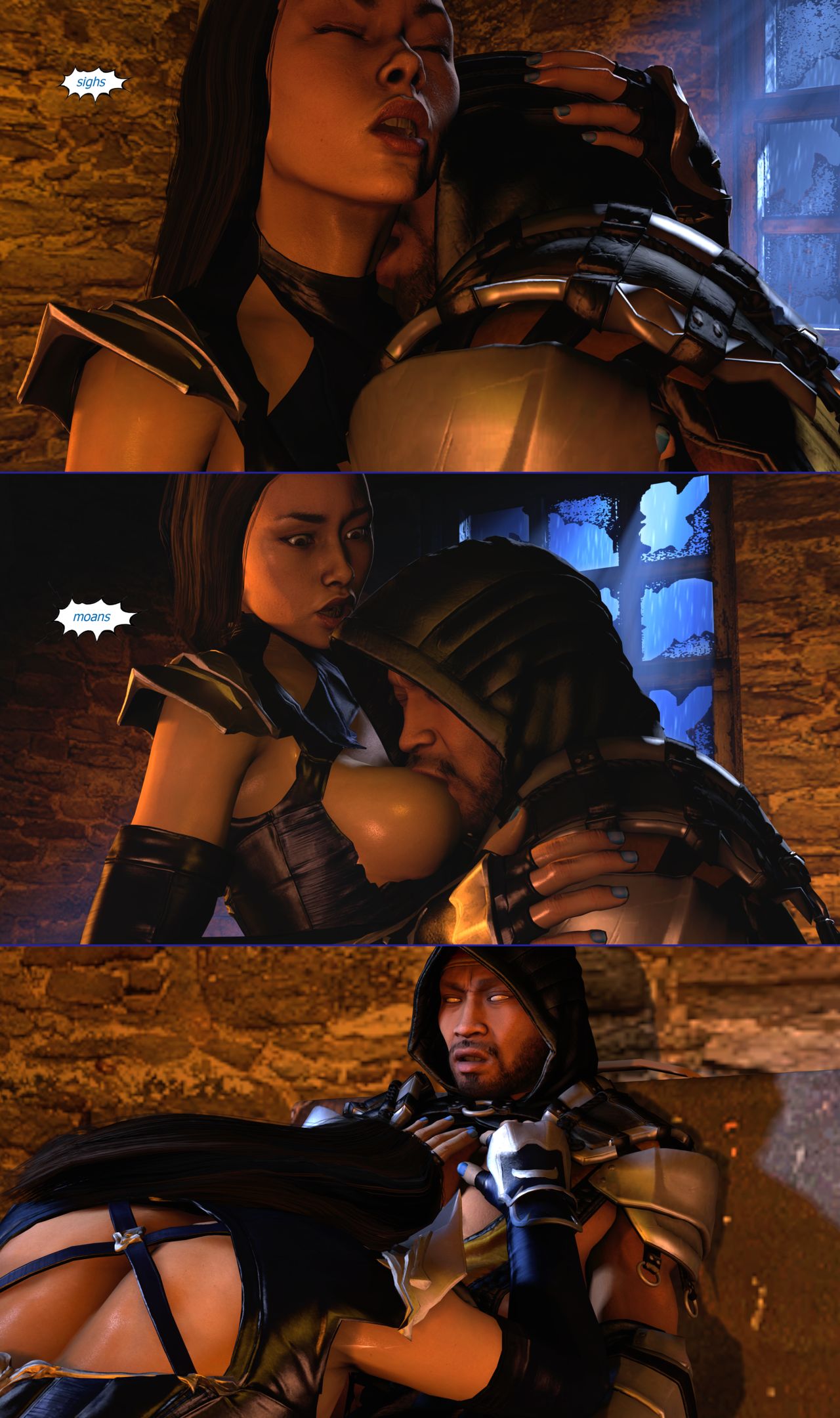 1boy 1boy1girl 1girls 3d asian asian_female excited kitana mortal_kombat mortal_kombat_11 scorpion_(mortal_kombat) smokescreen117 sucking sucking_nipples