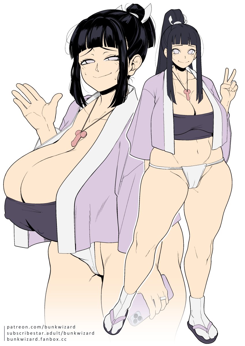 1girls big_breasts boruto:_naruto_next_generations breasts bunkwizard busty cleavage curvaceous curvy curvy_body curvy_female curvy_figure female huge_breasts hyuuga_hinata large_breasts mature mature_female mature_woman milf mother naruto naruto_(series) peace_sign sandals smile smiling smiling_at_viewer thick_thighs thighs venus_body voluptuous