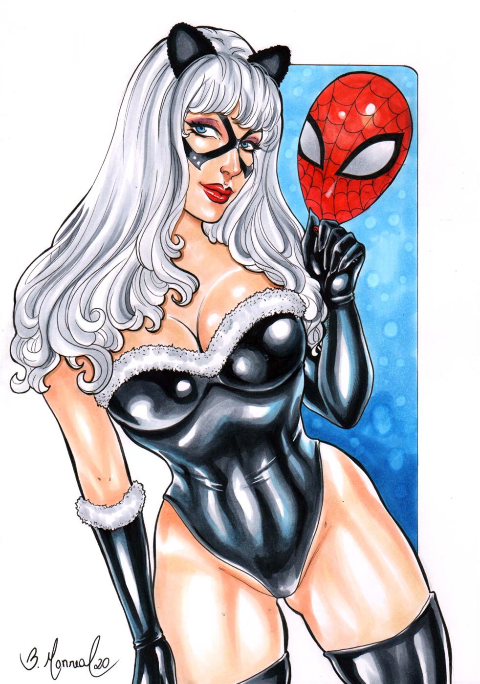 1girls 2020 big_breasts black_cat_(marvel) blue_eyes bruna_monreal cat_ears catgirl ed_benes_studio felicia_hardy female female_only highres latex_gloves latex_leotard latex_thighhighs long_hair looking_at_viewer marvel marvel_comics naked_female nude_female solo spider-man_(series) tagme white_hair