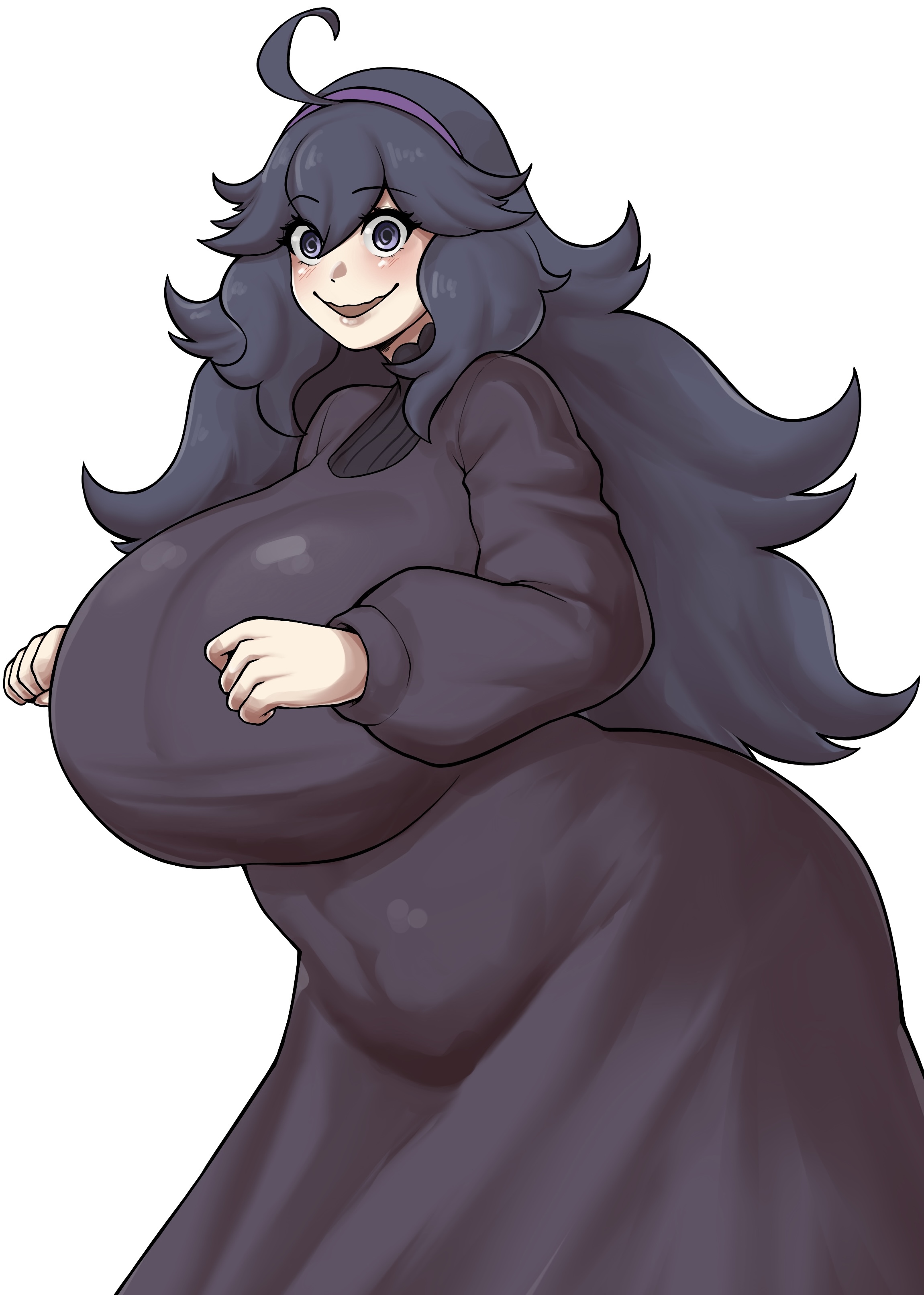 ., 1girls, alternate body type, alternate breast size, big breasts, breasts, busty, chubby, chubby female, curvaceous, curvy, curvy body, curvy female, curvy figure, female, game freak, hex maniac, huge breasts, large breasts, long hair, nintendo, ookii0199, plump, pokemon, pokemon xy, purple eyes, smile, smiling, voluptuous